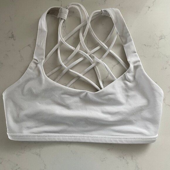 Lululemon Free To Be Wild Bra Top Light Support A/B Cup Yoga Off White Sz 4 - Picture 7 of 7